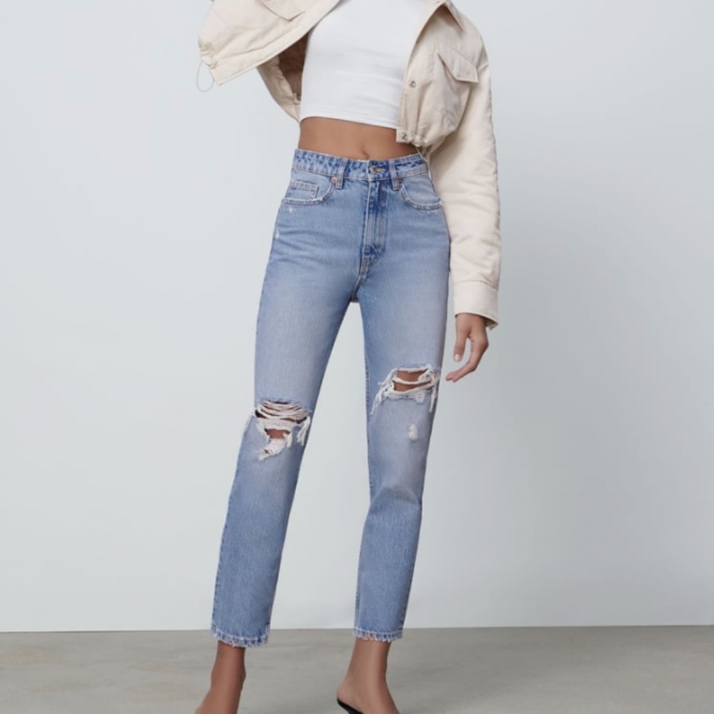Zara Ripped Mom Fit Jeans